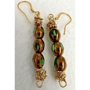 Dangle Earrings‎ Women Green Crystal Gold Plated Pageant Prom Jewelry